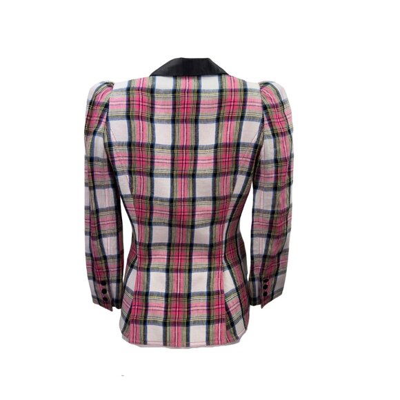 Smythe Pink Plaid Blazer with Leather Lapel - Picture 2 of 4